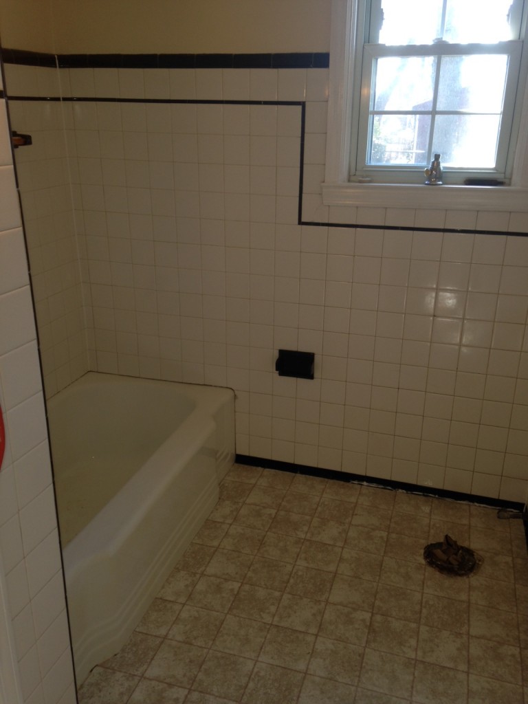 Retro Black and White Tiles Recolored Before 10b | Affordable Refinishing LLC