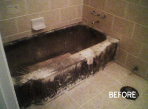 Fire Damaged Bathtub Before Refinishing | Affordable Refinishing